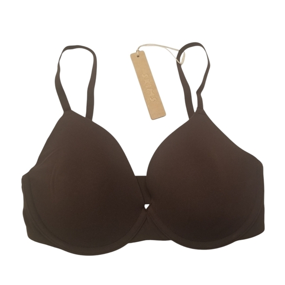 Skims Fits Everybody Tshirt Demi Bra Espresso Brown 30D NWT - Picture 1 of 4